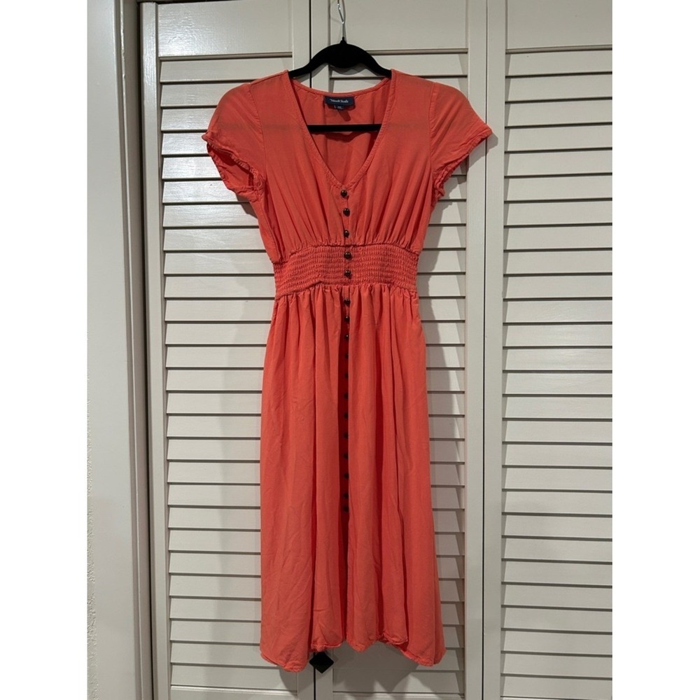 ModCloth Coral Smocked Waist Midi Dress Size XS